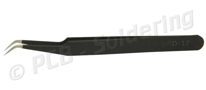 115mm Stainless Steel ESD Safe Bent to Point Tweezer