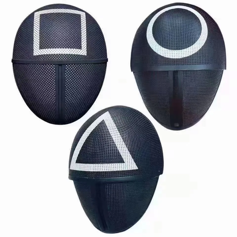 2021 Hot Sale Plastic Black Round Square Triangle Halloween Party Squidgame Mask Cosplay Decoration Squid Game Mask
