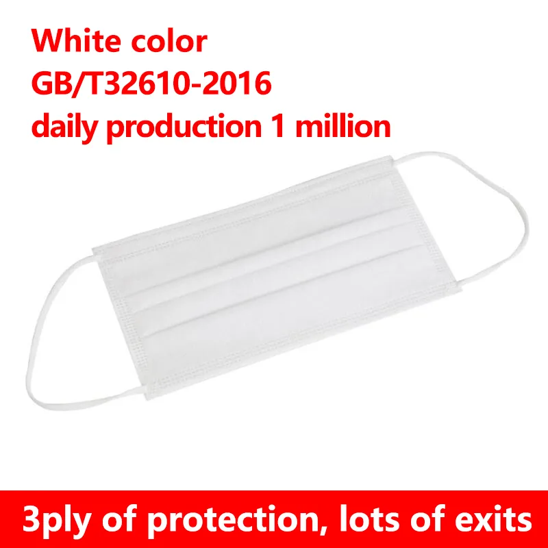 3-Ply Ear Loop Mask / White Color Disposable Face Mask / Non Woven Mask
