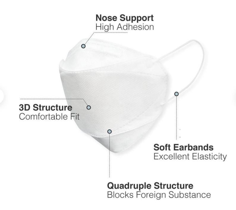 3 Ply Foldable Melt-Blown PP Non-Woven Fabric White 3D Disposable Protective Face Mask for C