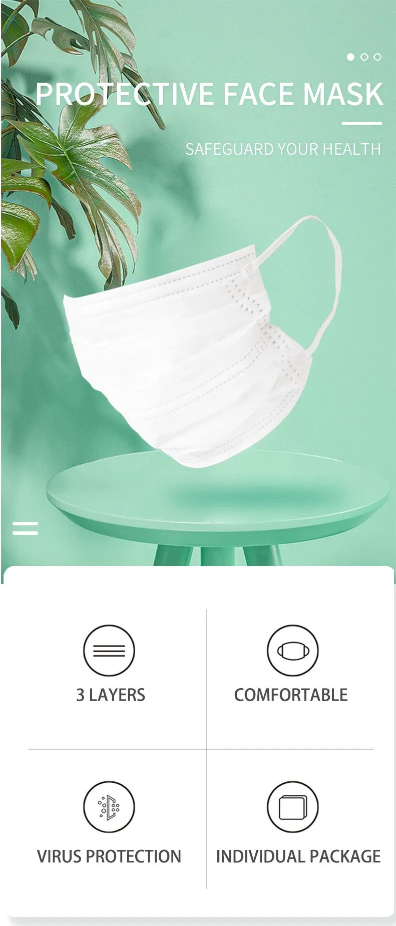 3 Ply Non-Woven Disposable Adult Face Mask