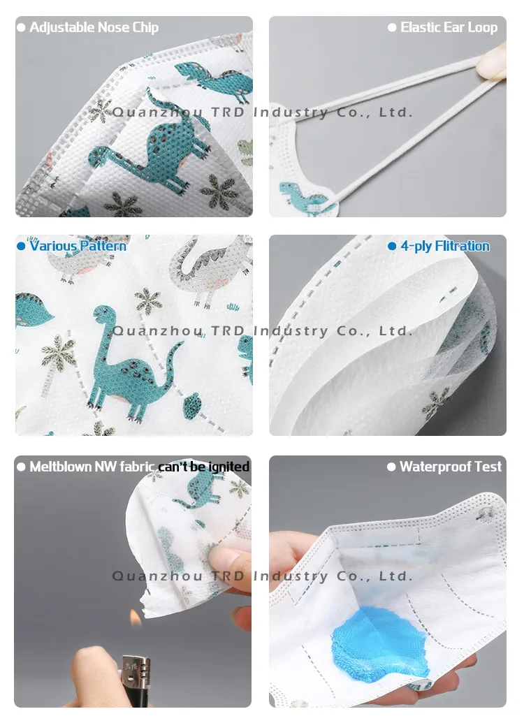 4 Plies 3D Printed Disposable Protective Children Face Mask Anti-Virus OEM Price