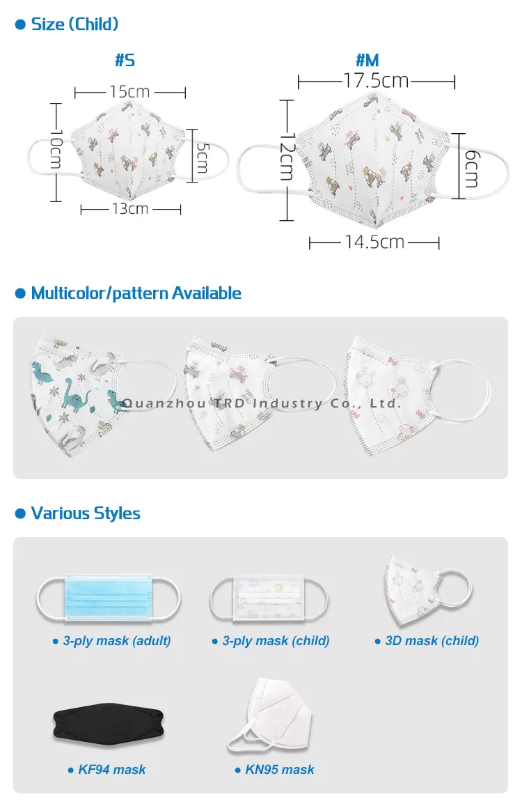 4 Plies 3D Printed Disposable Protective Children Face Mask Anti-Virus OEM Price