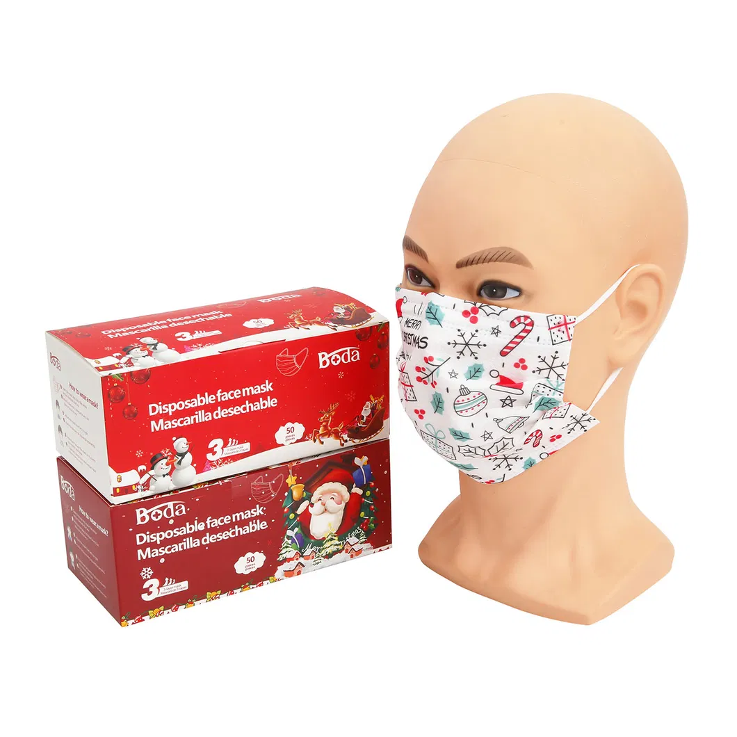 Adjustable Earloop Anti Dust Breathable Skin Disposable Face Mask 3ply christmas Mask