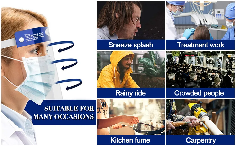 All-Round Protection Hat with Clear Wide Visor Spitting Lightweight Transparent Shield with Adjustable Elastic Band