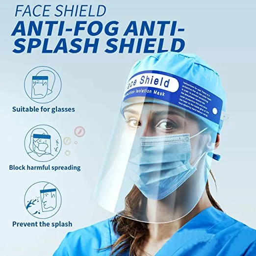 All-Round Protection Hat with Clear Wide Visor Spitting Lightweight Transparent Shield with Adjustable Elastic Band