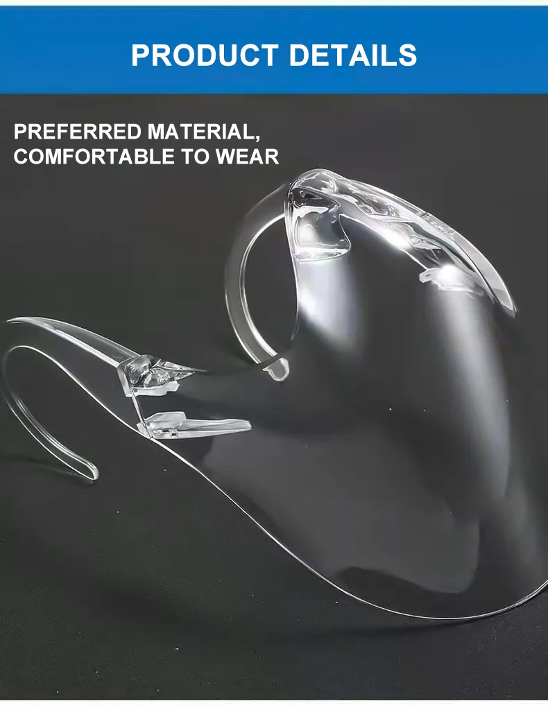 Anti Fog and Durable Clear Face Shield Clarity Mask Combine Comfort Safe Plastic Reusable Transparent Clear Face Mask