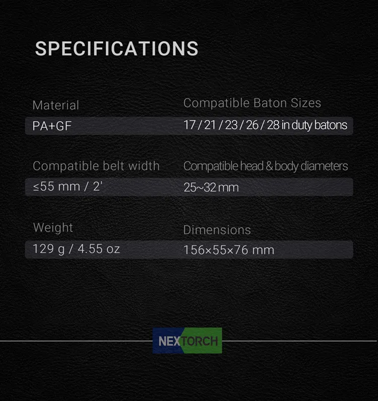 Baton Portable Holder Tactical Holder Durable and Tough Holder for Nex Baton Quic Series