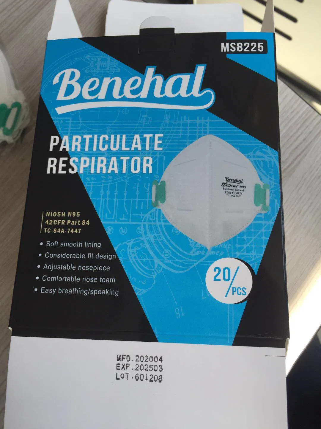 BENEHAL FLAT FOLD RESPIRATOR MASK , PARTICULATE RESPIRATOR N95 FFP3