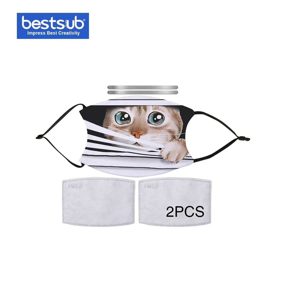Bestsub Sublimation Adult Face Mask W/ Alu Nose Bridge (Full White with Black Strap)