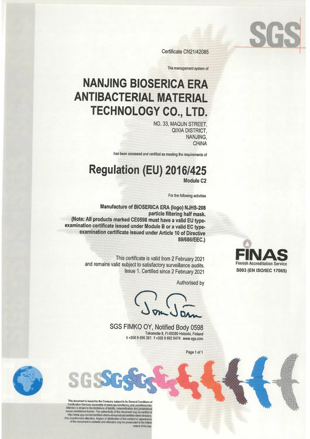 Biosericaera Era White Listed Anti-Bacterial / Anti-Microbial KN95 Respirator Anti-Dust Kn 95 Face Mask FFP2 Mask Tested by SGS in Stock