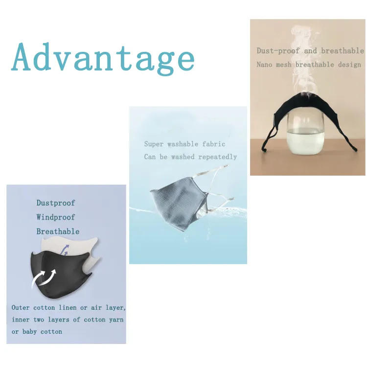 Black Pm25 Anti Pollution Fog Dust Haze Cotton Reusable Half Face Mask