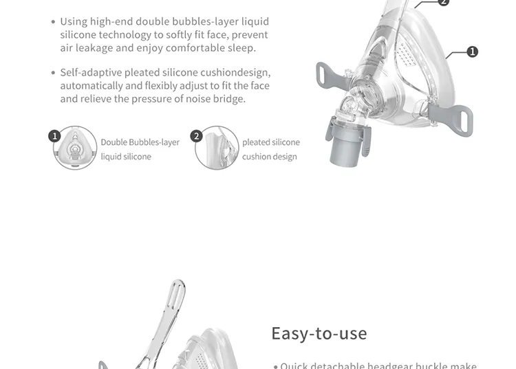 Byond Easy to Use Full Face CPAP Mask for CPAP New Products Comfortable Liquid Silicone CE Manual Online Technical Support