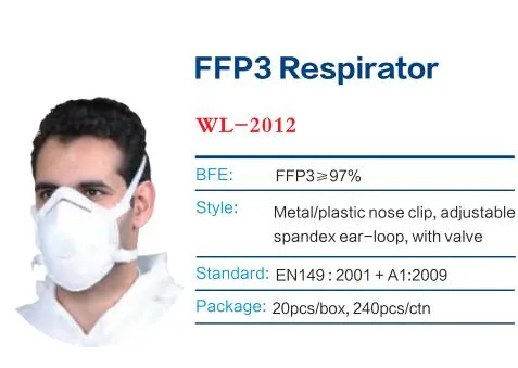 CE Certified FFP3 Protective Respirator Anti-Virus Dust Face Mask with Valve En149: 2001+A1: 2009
