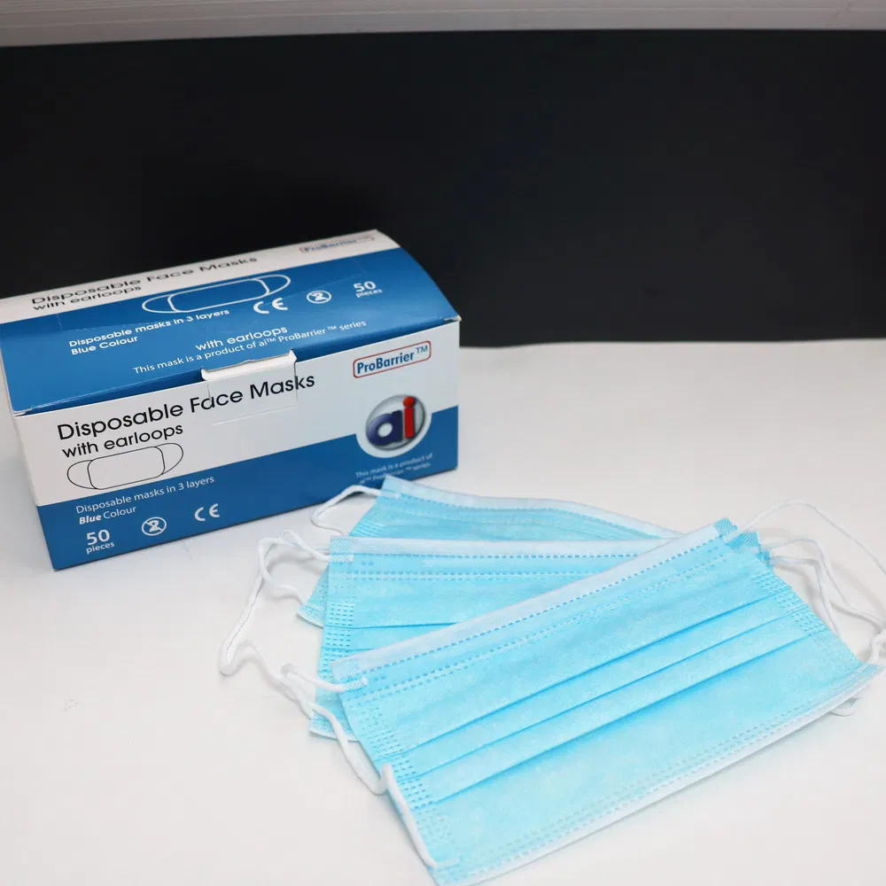 Cheap 3 Ply Non-Woven Face Mask Earloop Disposable 3 Ply High Quality Blue Face Mask Hot Sale Protective Disposable Non-Woven 3 Ply Face Mask