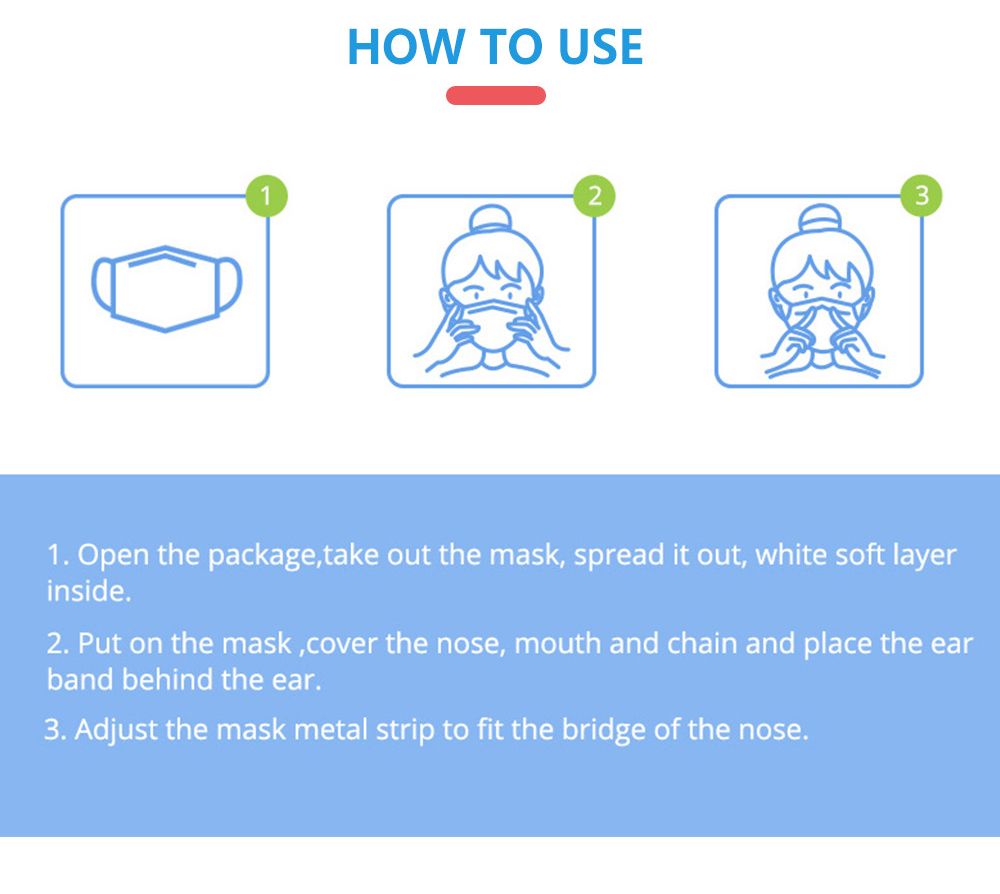 China Manufacturer Wholesale White 3ply Protective Face Mask / 3 Ply Disposable Face Mask