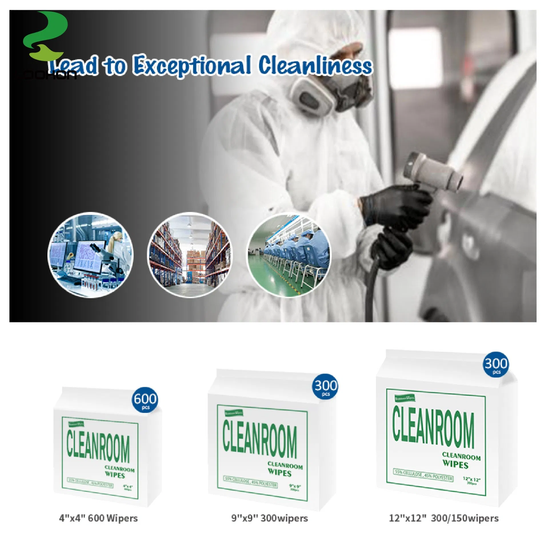 Cleanroom Non Woven Polyester Wiper , Polyester Wiper , Microfiber Cleanroom Wiper