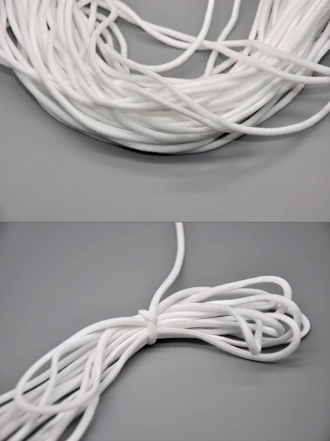 Custom 3mm White Round and Flat Elastic Earloop Elastic Band for Face Mask
