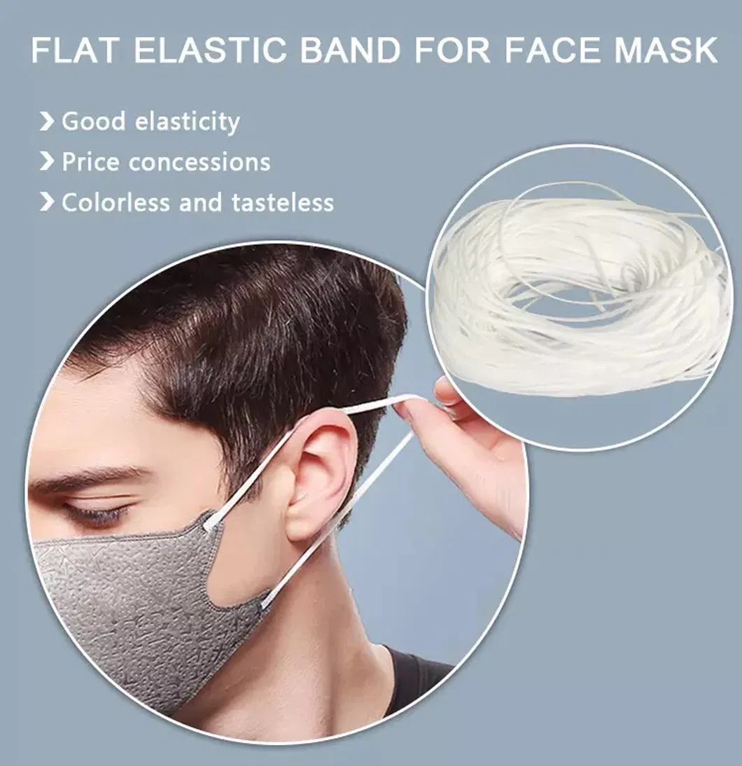 Custom 3mm White Round and Flat Elastic Earloop Elastic Band for Face Mask