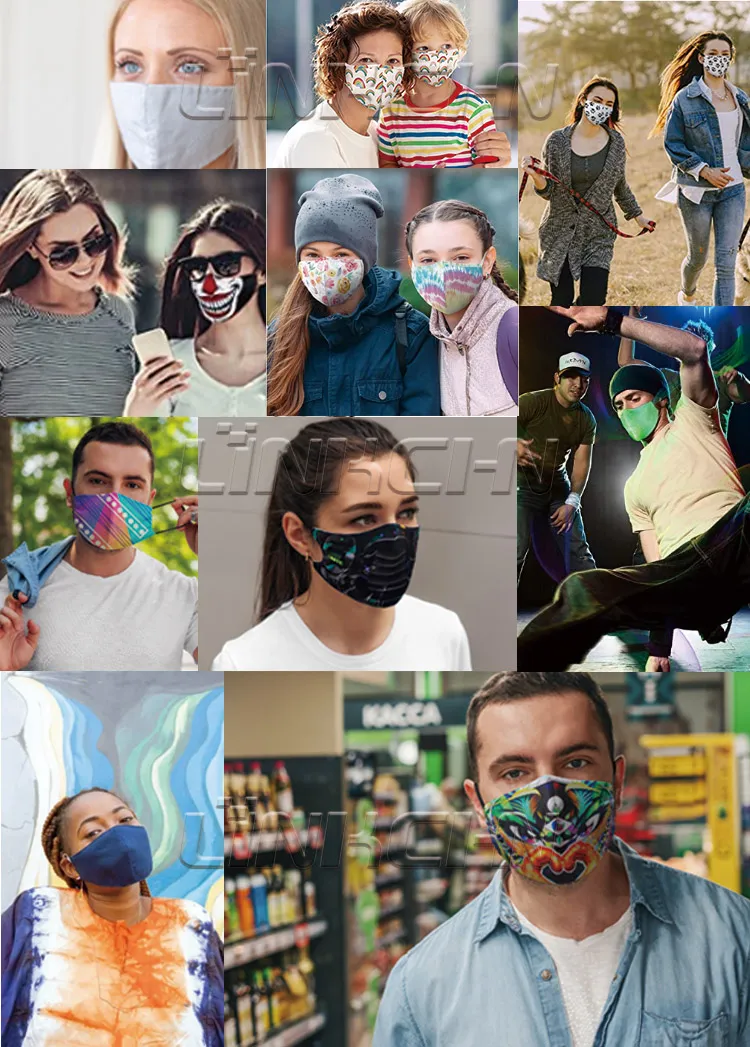 Custom Polyester Fabric Cotton Cloth Filter Protective Reusable Face Masks