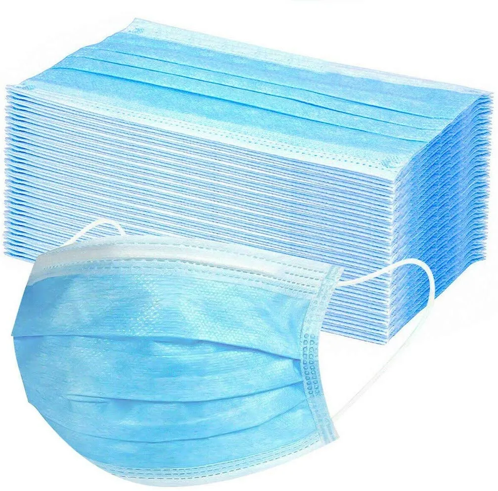 Disposable 3 Layers Non Woven/Melt Blown Fabric Protective Dust Anti Virus Ear Loop Hanging Flat Face Mask