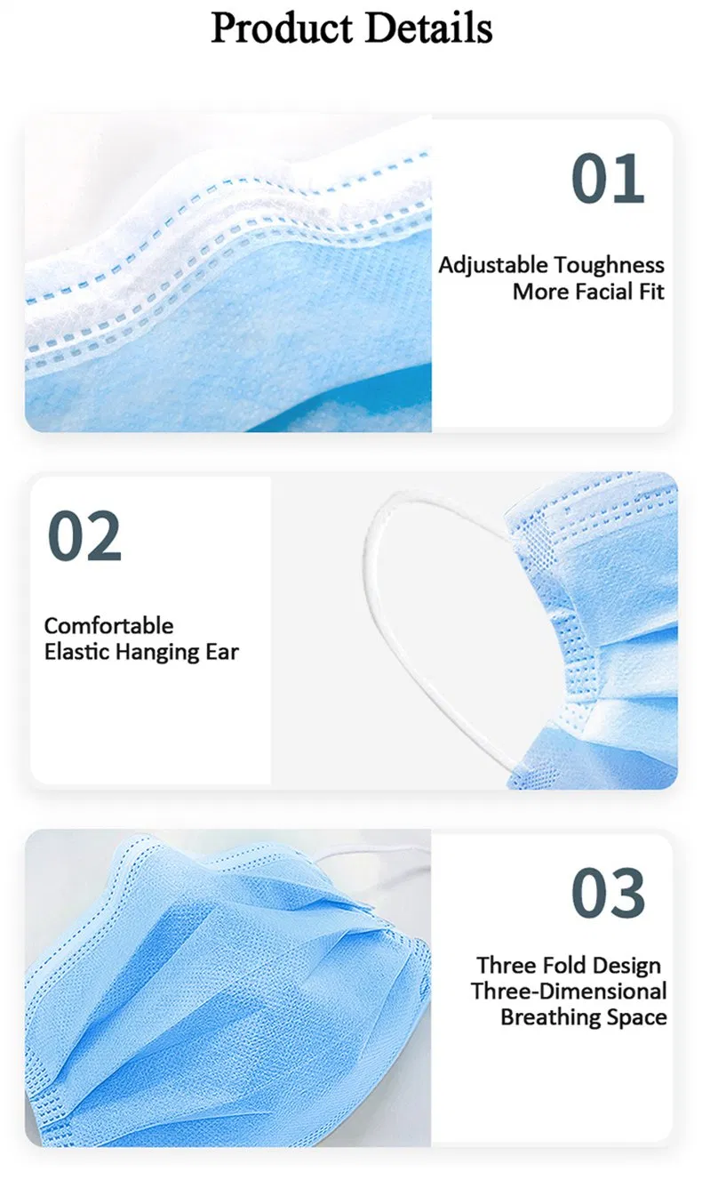 Disposable Child Mask Protection Breathable Fashion Blue and White Children for Children, Boys and Girls Personal Protective Device Made in China