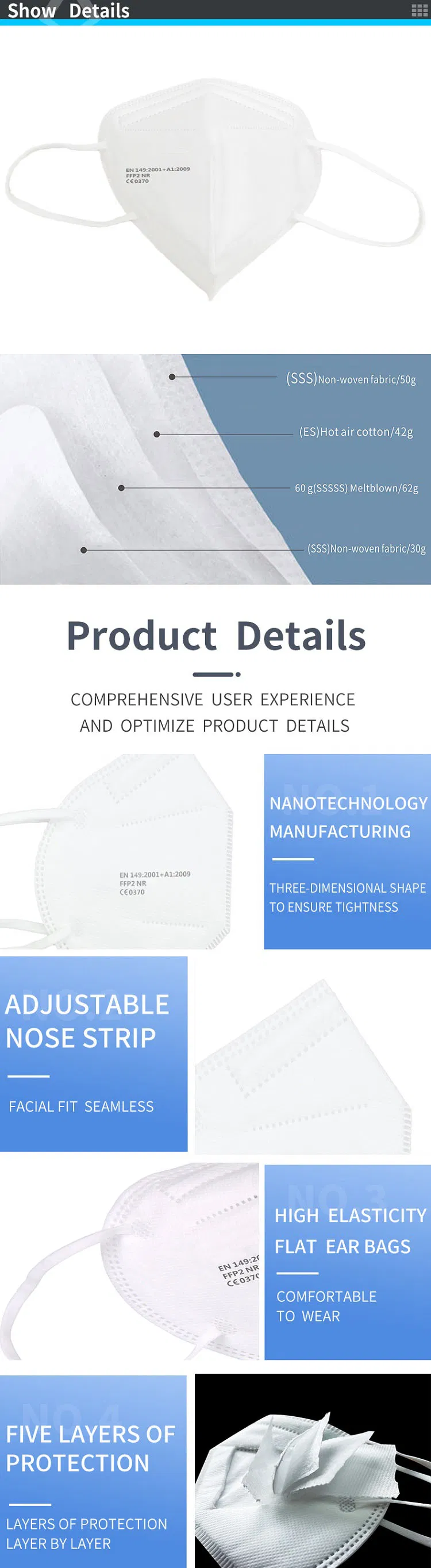 Disposable Non-Woven Folding Filtering Half Face Mask Earloop Factory Direct Sale by Kinpack