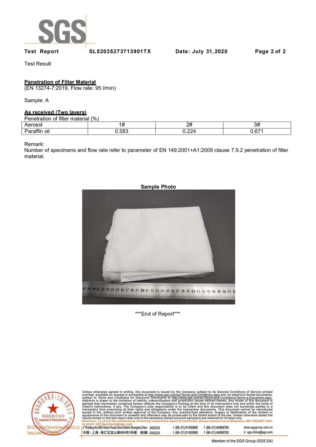 Eco-Friendly Breathable 40GSM 95L/Min Flow for Korean Kf94 Face Mask Meltblown Filter Fabric