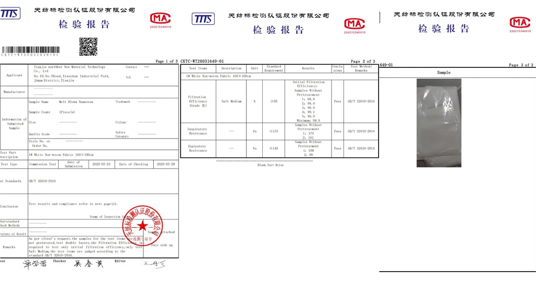Eco-Friendly Customized PP Melt Blown Non Woven Fabric for Face Mask