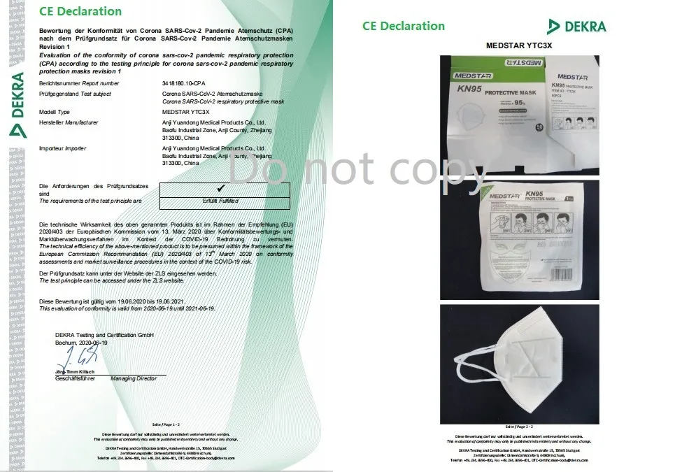 EU Standard En149-2001 Personal Protective Face Mask
