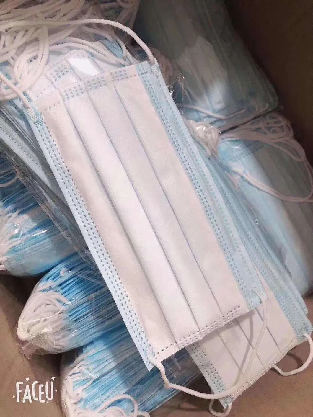 Face Mask 3 Layers Protective Blue and White Disposable Masks