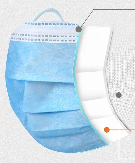 Face Mask 3 Layers Protective Blue and White Disposable Masks