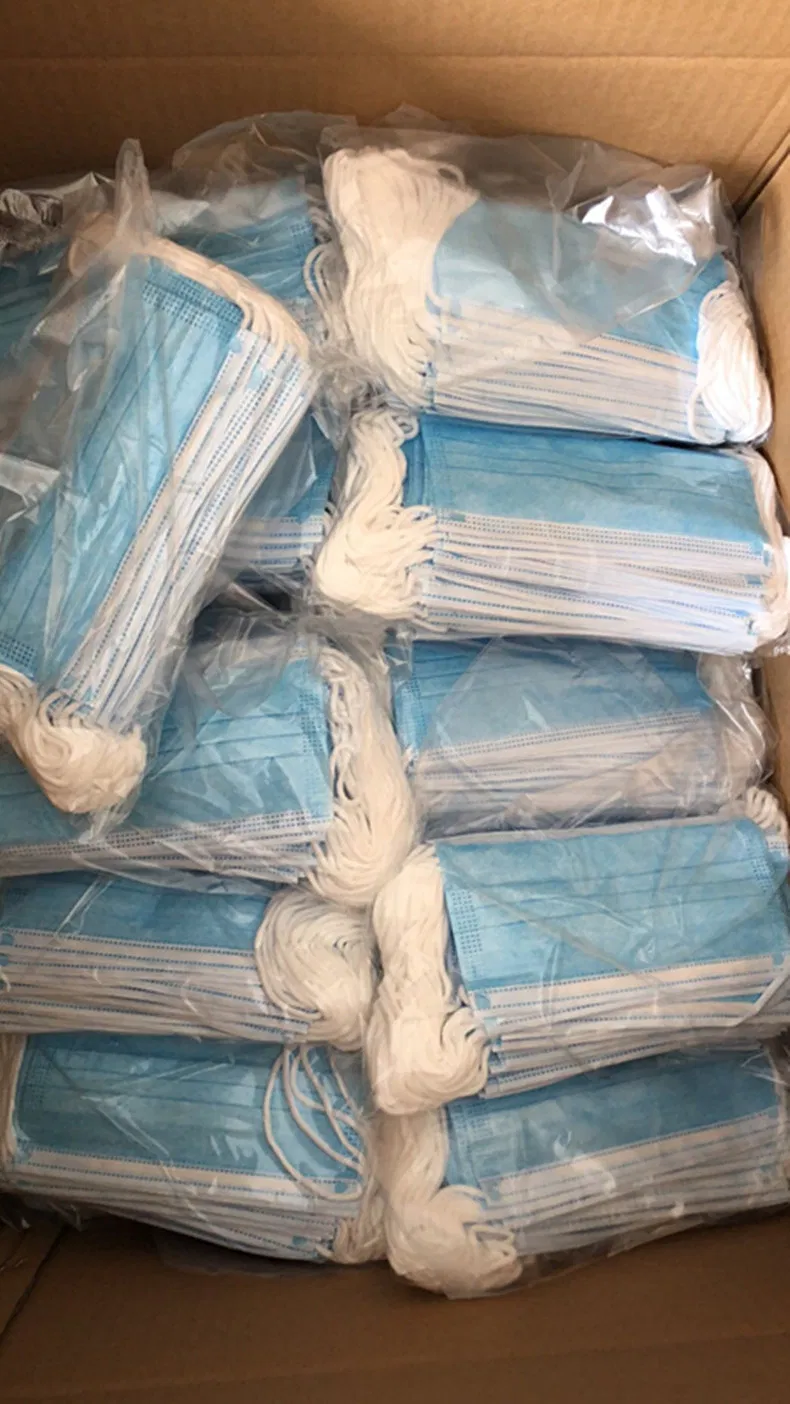 Face Mask 3 Layers Protective Blue and White Disposable Masks