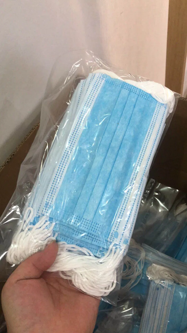Face Mask 3 Layers Protective Blue and White Disposable Masks