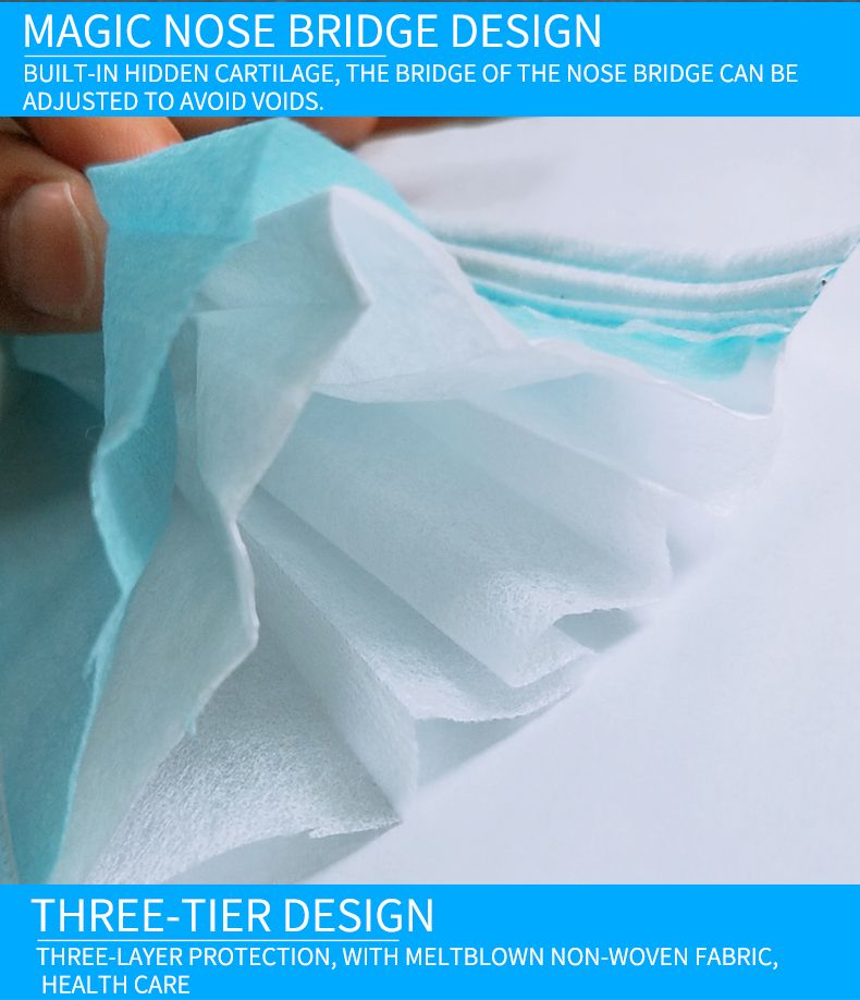 Face Mask, Disposable, 3-Ply, Non-Woven, with Ear Loop in Stock
