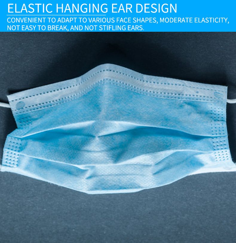 Face Mask, Disposable, 3-Ply, Non-Woven, with Ear Loop in Stock