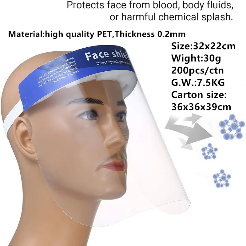 Factory Ce Direct Sale Reusable Safety Protection Face Anti Fog Splash Shield in Stock