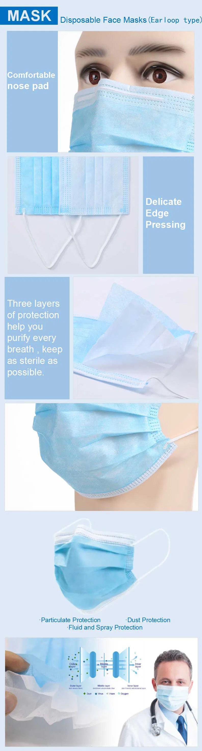 Factory Custom Fashion Dust Disposable 3 Ply Face Masks