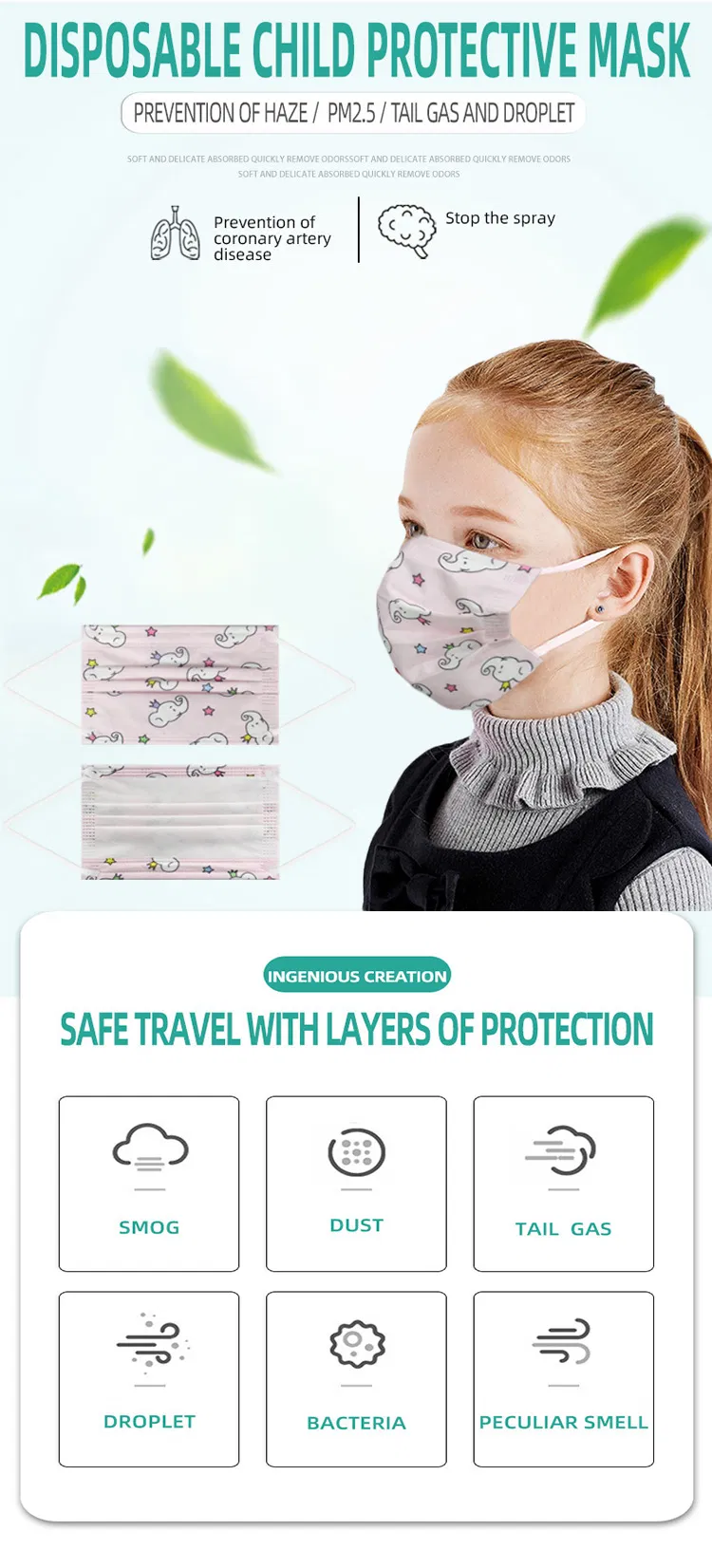 Factory Direct Sale Children Face Mask Three Layers of Protective Mask Colourful Mask Three Layers of Protective Mask