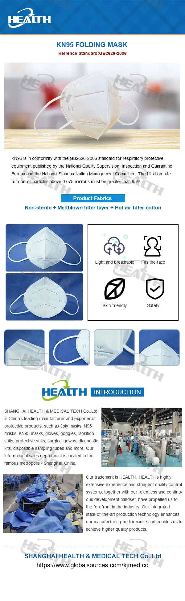 Factory Sales Disposable 3ply Fabric Face Mask