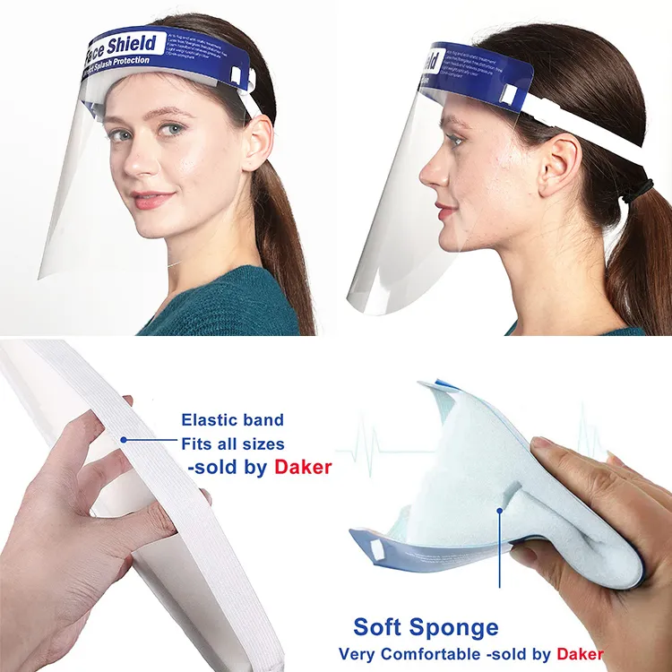 Fast Shipping Wholesale Cheap Price Disposable HD Clear Transparent Plastic Adjustable Headband Prevent Droplets Safety Anti-Fog Eye Protective Full Face Shield