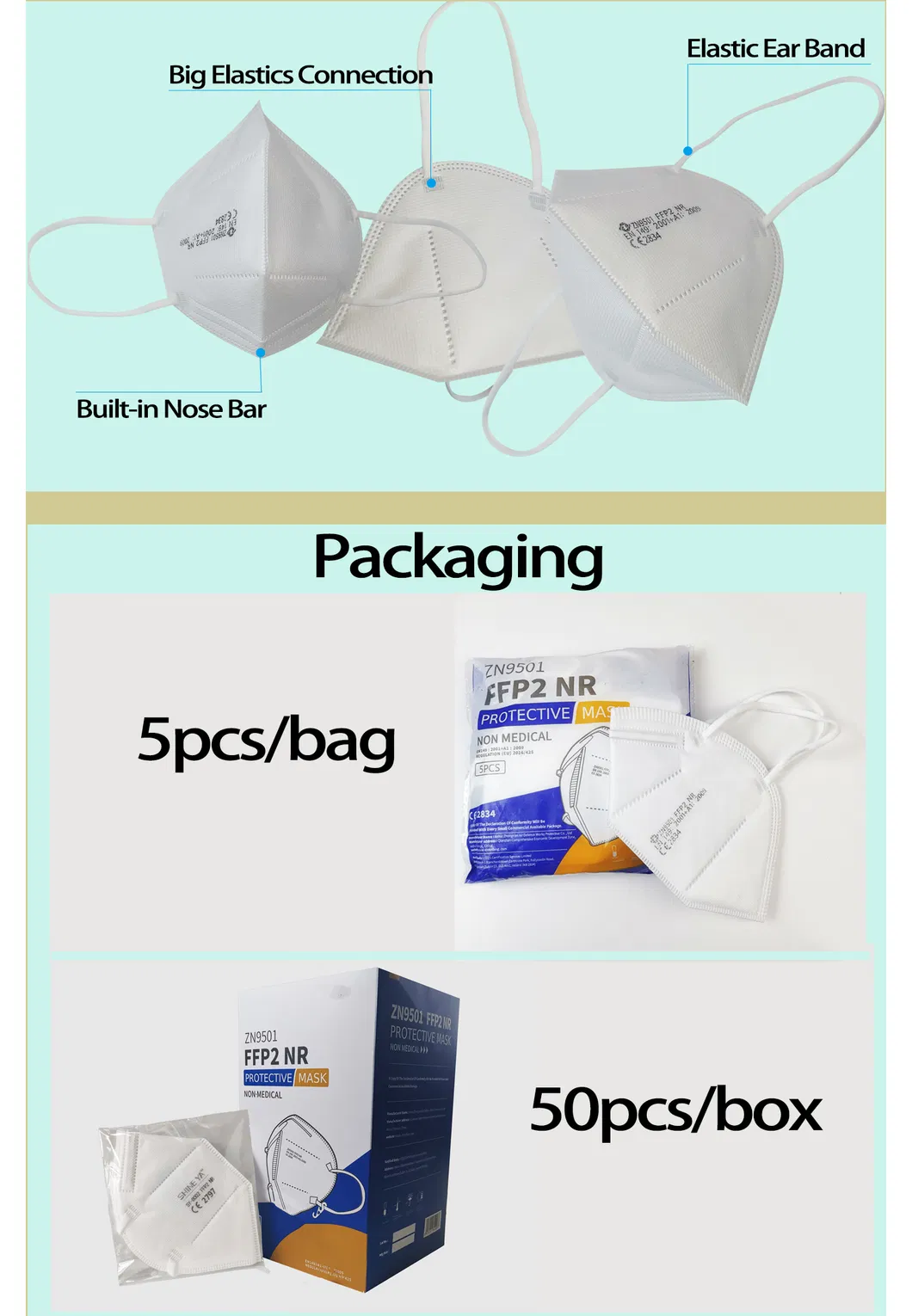 FFP2 Face Mask, Dust Protective Respirator, with European Union Certification According to En 149: 2001 +A1: 2009, Germany Sale Office