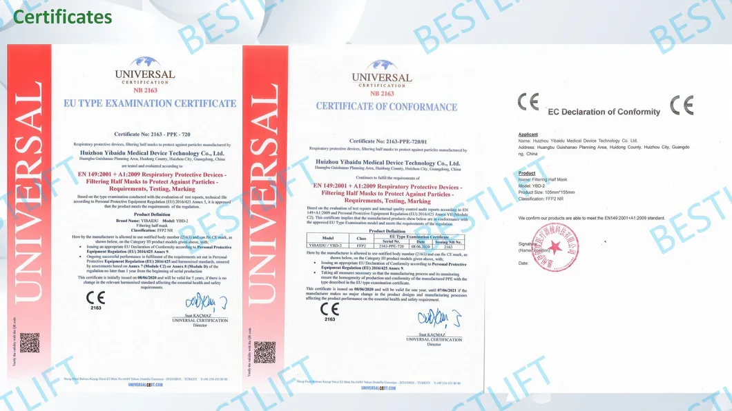 FFP2 Face Mask FFP2 Nr Disposable Respirator Mask 5 Layer Filtration