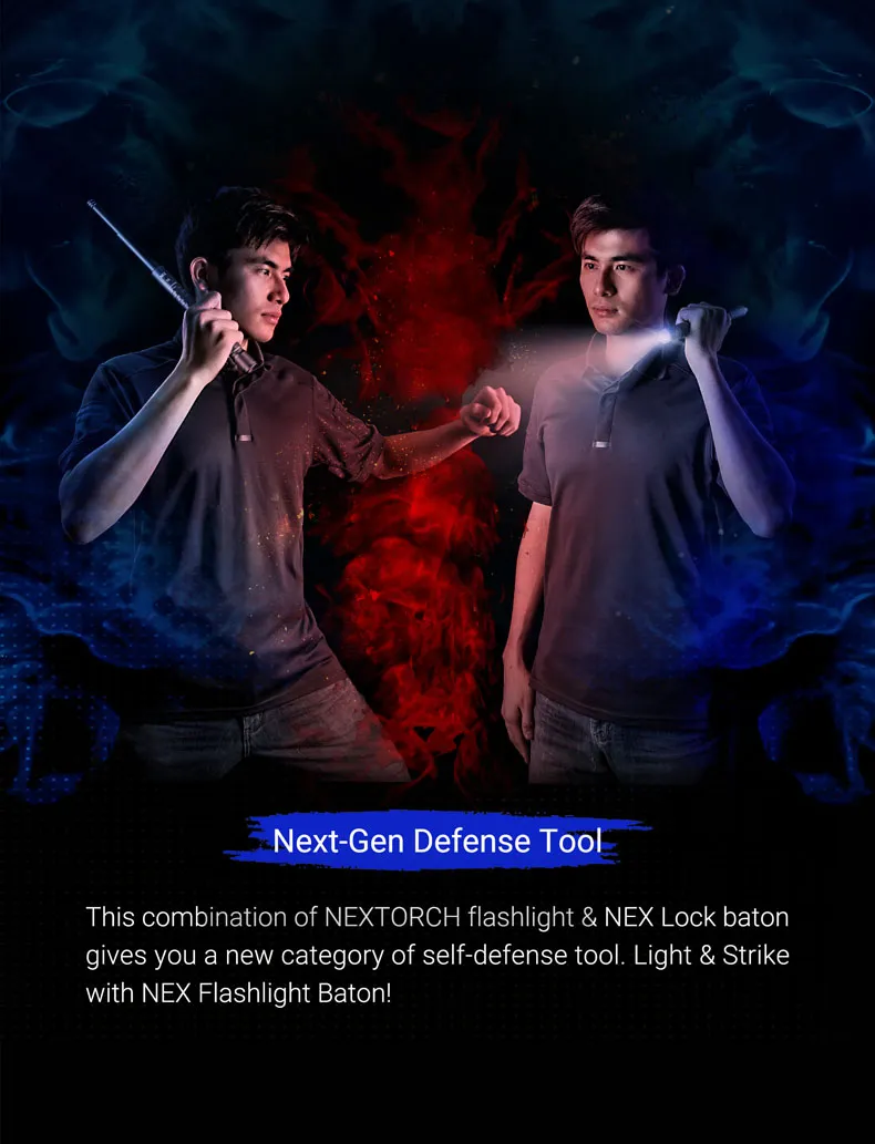 Flash Light Baton N15L Nex Baton Steel Self Protection Gear