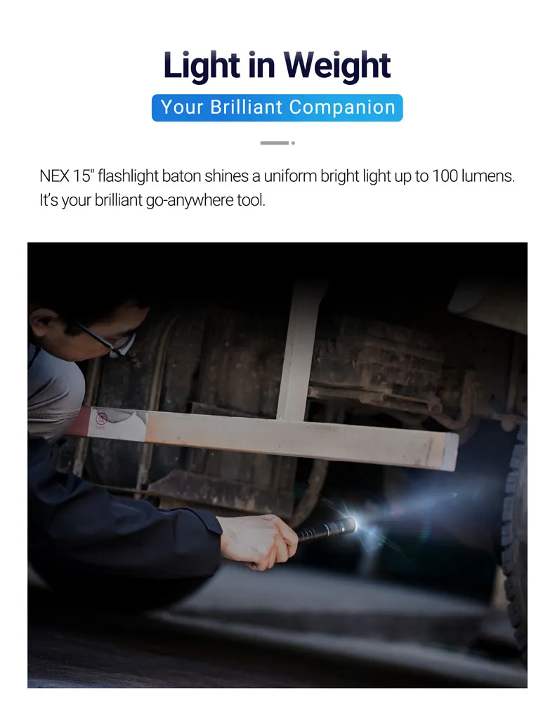 Flash Light Baton N15L Nex Baton Steel Self Protection Gear