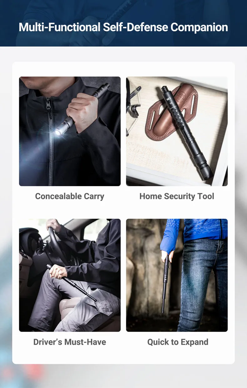 Flash Light Baton N15L Nex Baton Steel Self Protection Gear