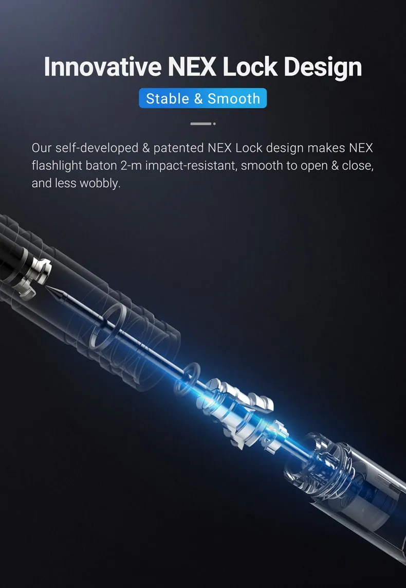 Flash Light Baton N15L Nex Baton Steel Self Protection Gear