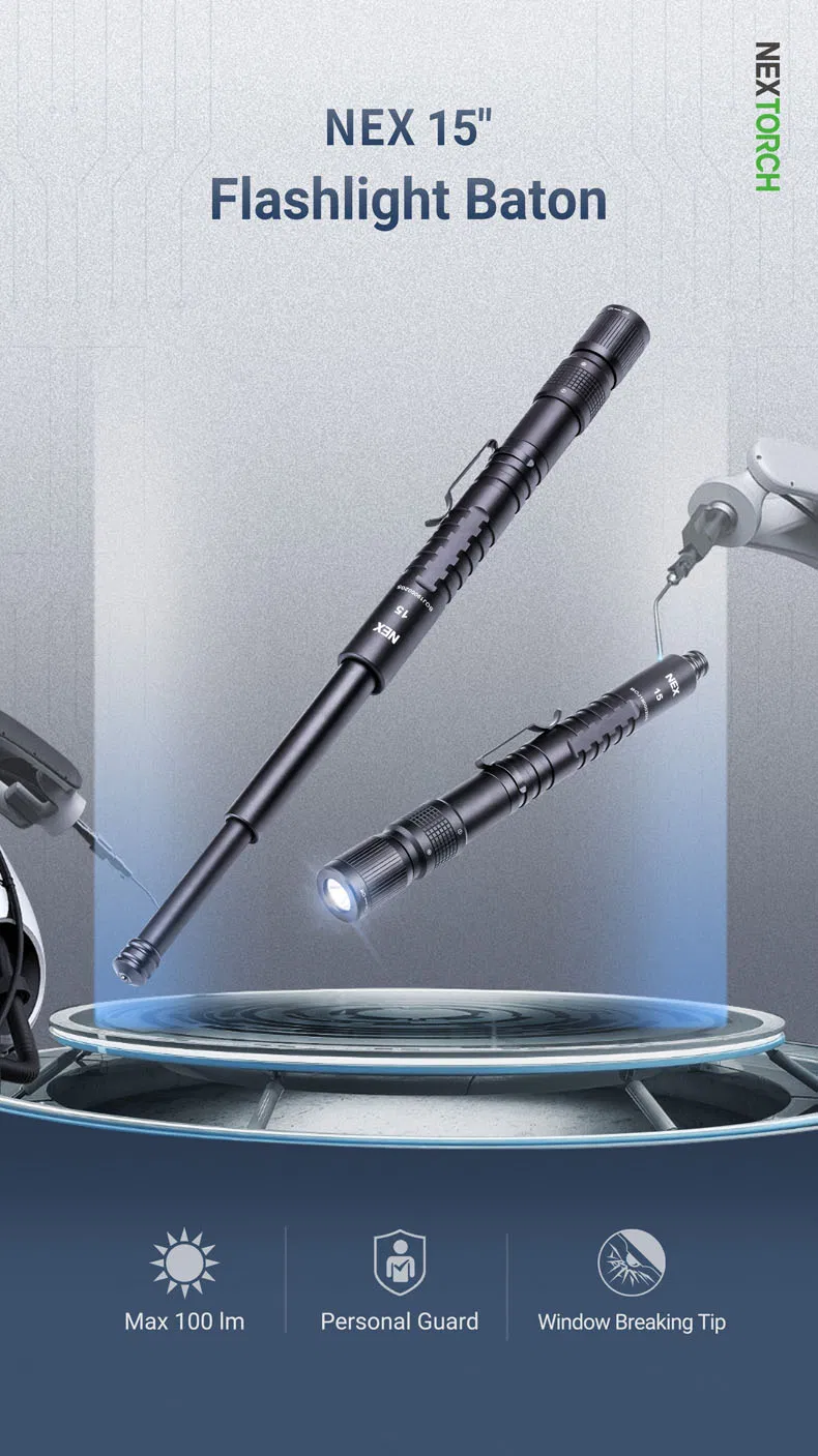 Flash Light Baton N15L Nex Baton Steel Self Protection Gear