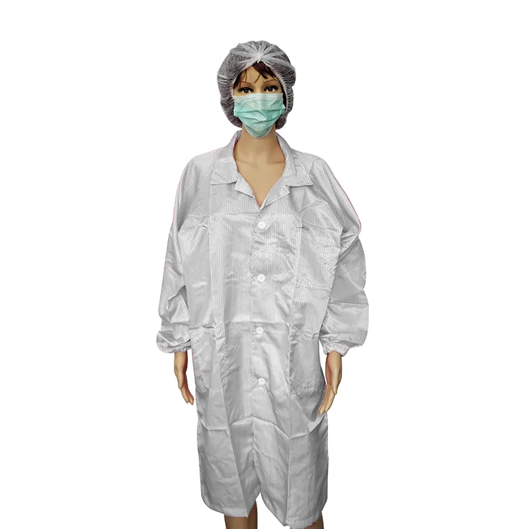Good Sale 5mm Stripe Polyester Cleanroom Workwear Antistatic Cleanroom Smock
