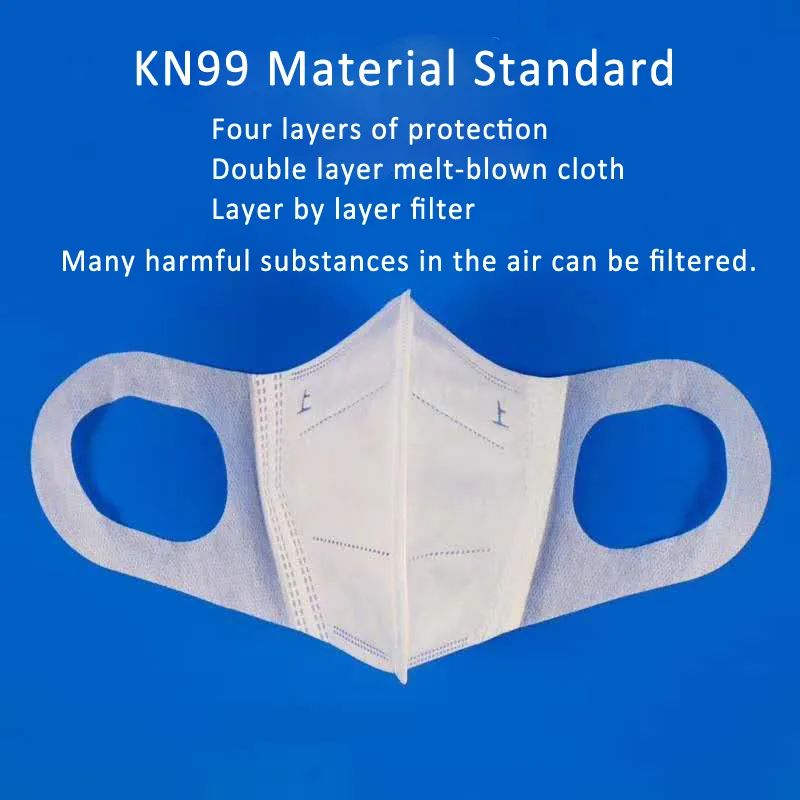 High Quality Disposable Safety Mask Ce FDA Kn99 N95 FFP2 KN95 White 4ply Integrated Elastic Earband Protective Particulate Respirator of Face Masks